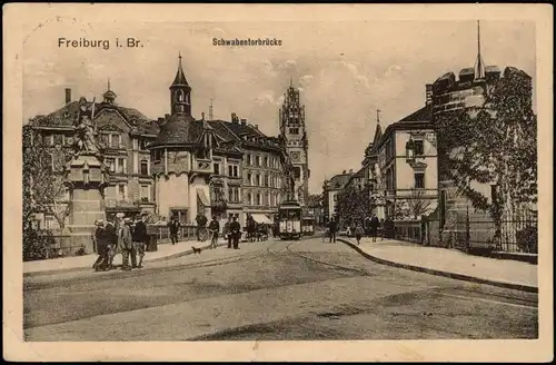 Freiburg im Breisgau Schwabentorbrücke Straße, Straßenbahn 1915