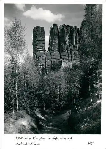 Ansichtskarte Bad Schandau Bloßstock und Kreutzturm im Affensteingebiet 1984