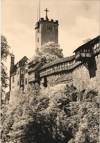 Eisenach Blick auf die Ostseite Burg vom Nesselgrund aus gesehen 1962