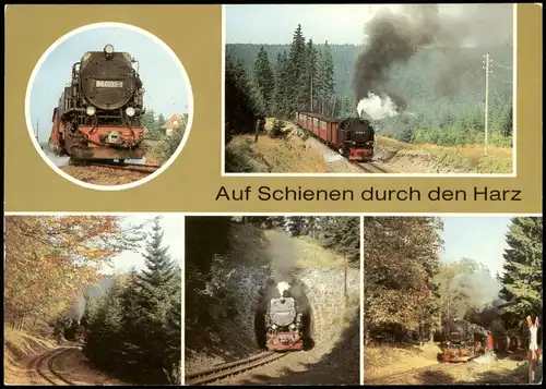 Ansichtskarte  Harzquerbahn, auf Schienen durch den Harz 1986