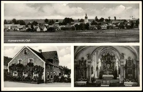 Ansichtskarte Konnersreuth (b Tirschenreuth) 3 Bild Stadt, Haus, Kirche 1938
