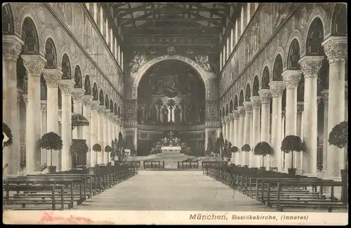 Ansichtskarte Maxvorstadt-München Basilika St. Bonifaz - Innen 1907