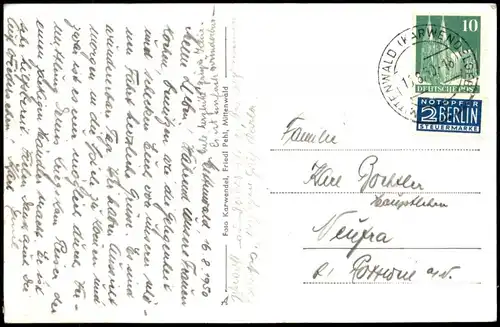Ansichtskarte Mittenwald Ortsansicht mit Karwendel (2385m) 1950