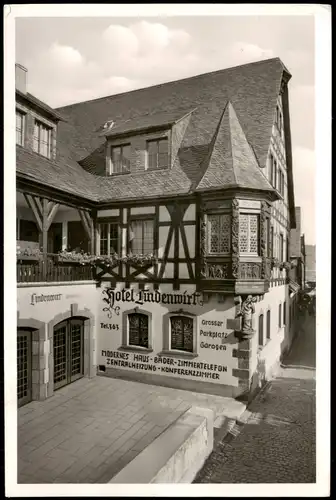 Ansichtskarte Rüdesheim (Rhein) Der Lindenwirt Hotel Drosselgasse 1952