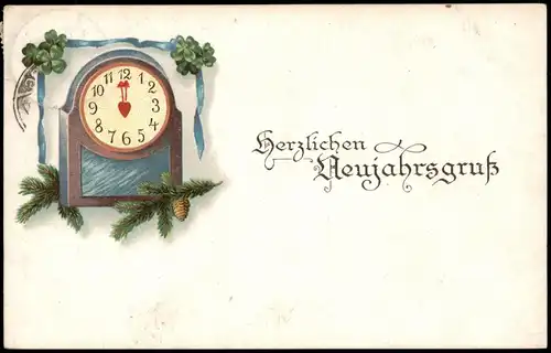 Ansichtskarte  Neujahr Sylvester New Year Uhr - Zeiger kurz vor 12 1928