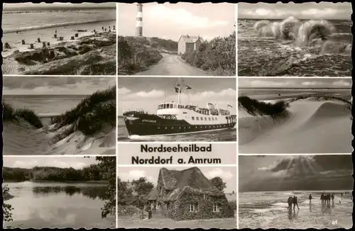 Norddorf auf Amrum Noorsaarep | Nordtorp Strand, Leuchtturm, Dünen, Schiff 1958