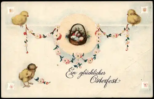 Ansichtskarte  Glückwunsch Ostern / Easter Bouqett - Küken 1927