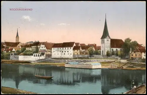 Neckargemünd Stadt Flussbadeanstalt 1925 gel. Bahnpoststempel Mannheim Würzburg