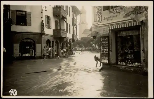 Garmisch-Garmisch-Partenkirchen Unwetter Überfltung - Straße Geschäfte 1932