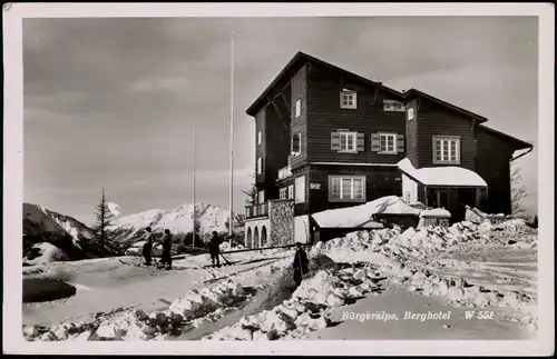 Ansichtskarte Mariazell Berghotel Bürgeralpe, Skifahrer im Winter 1940