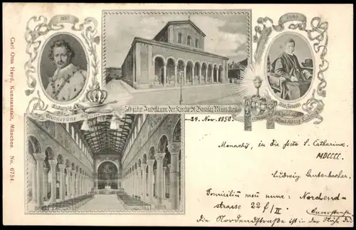 Ansichtskarte München Bonifatius-Kirche MB zum 50 jährigen Jubiläum 1900