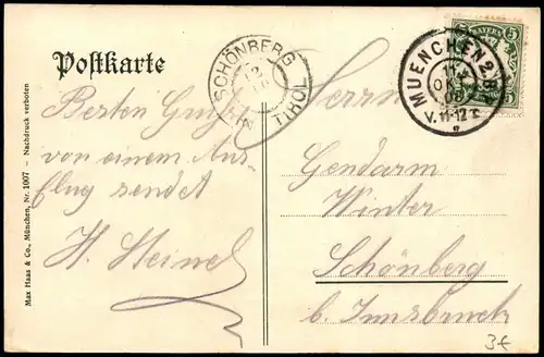 Ansichtskarte München Löwenbräukeller, Stiglmaierplatz 1908 Stempel Schönberg