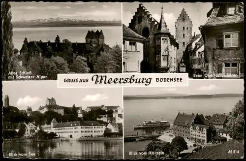 Ansichtskarte Meersburg Mehrbildkarte mit 4 Ortsansichten 1955