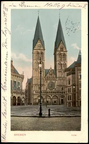 Ansichtskarte Bremen St. Petri-Dom 1915   1. Weltkrieg als Feldpost gelaufen (roter Briefstempel)