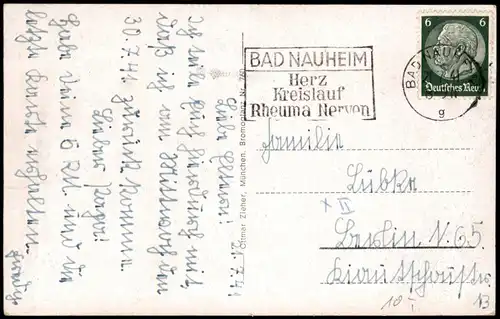 Ansichtskarte Bad Nauheim Mehrbildkarte mit 9 Ortsansichten 1941