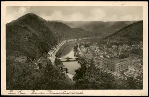 Ansichtskarte Bad Ems Panorama-Ansicht Von der Bismarckpromenade 1928