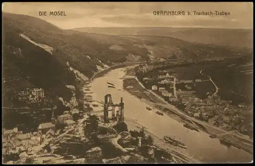 Traben-Trarbach Panorama-Ansicht GRÄFINBURG b. Trarbach-Traben MOSEL 1910/1907