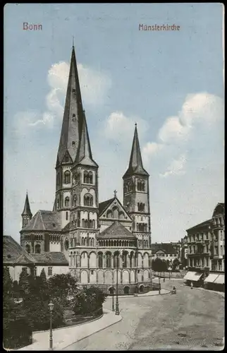 Ansichtskarte Bonn Strassen Ansicht der Münsterkirche 1910