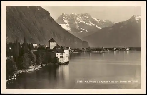 Ansichtskarte Veytaux Château de Chillon et les Dents du Midi 1940