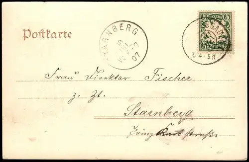 Ansichtskarte Berchtesgaden Panorama-Ansicht 1907   gelaufen n/ Starnberg (Ankunftsstempel)