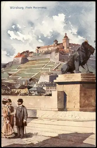 Ansichtskarte Würzburg Künstlerkarte Würzburg (Feste Marienberg) 1907