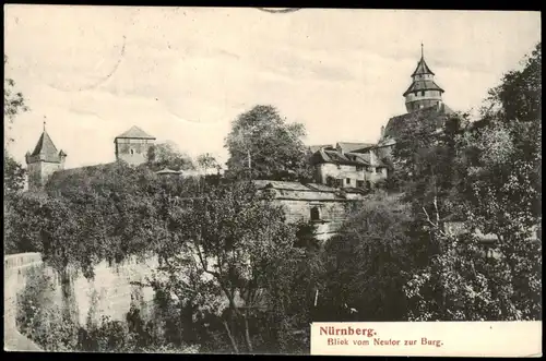 Ansichtskarte Nürnberg Stadtteilansicht Blick vom Neutor zur Burg 1906