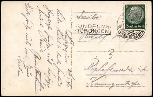 Ansichtskarte Leipzig Völkerschlachtdenkmal 1941   mit Reichsmesse-Stempel