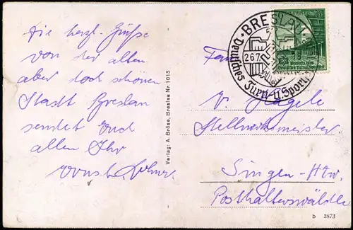 Postcard Breslau Wrocław Hermann-Göring-Stadion 1938  Sonderstempel