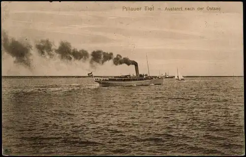 Pillau Pillauer Tief - Ausfahrt, nach der Ostsee Ostpreußen 1916  gel. Feldpost