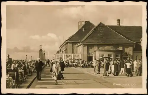 Ansichtskarte Westerland-Sylt Promenade, belebt - Fotokarte 1938