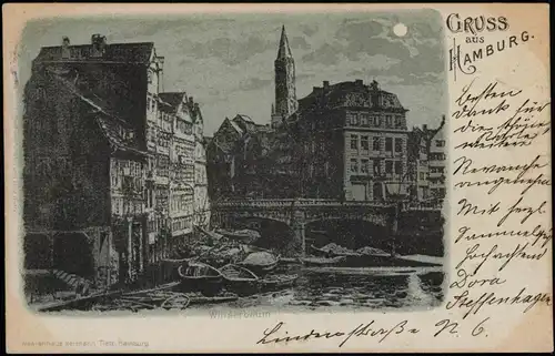 Ansichtskarte Hamburg Winserbaum - Mondscheinlitho 1898