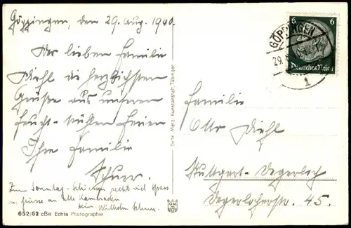 Ansichtskarte Göppingen Strassen Partie mit Sauerbrunnen 1940
