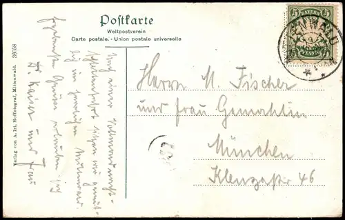 Ansichtskarte Mittenwald Neunerhaus, bemaltes Haus 1910