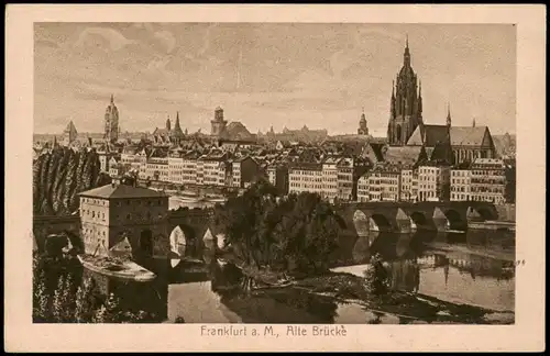 Ansichtskarte Frankfurt am Main Stadt- Panorama, Alte Brücke 1920