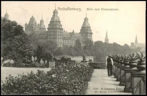 Ansichtskarte Aschaffenburg Blick vom Pompejanum 1907
