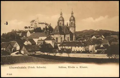 Ansichtskarte Gößweinstein Panorama mit Schloss, Kirche u. Kloster 1906