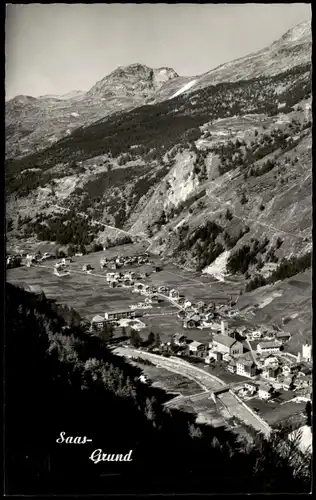 Ansichtskarte Saas-Grund Panorama Ortsansicht Saas-Grund 1960