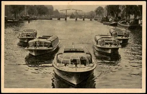 Amsterdam Amsterdam Stadtteilansicht, Gracht mit Rundfahrt-Schiffen 1950