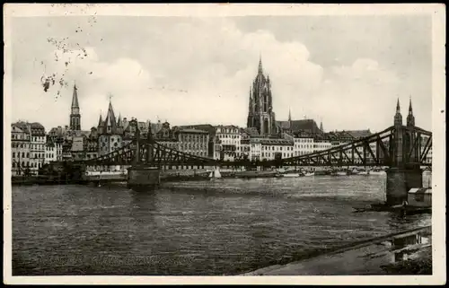 Ansichtskarte Sachsenhausen-Frankfurt am Main Eiserner Steg 1932