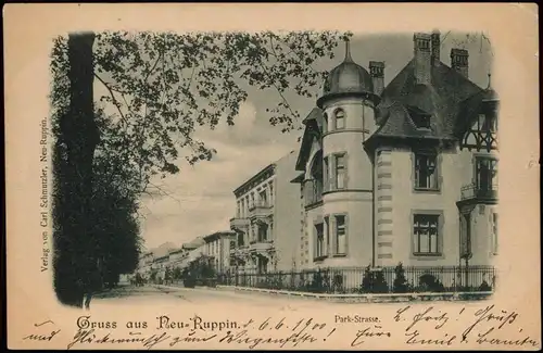 Ansichtskarte Neuruppin Park-Strasse. 1900