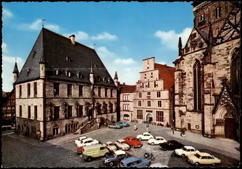 Ansichtskarte Osnabrück Rathausplatz mit Rathaus und Stadtwaage 1960
