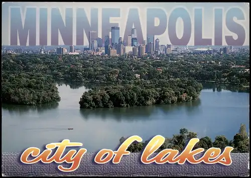 Postcard Minneapolis Panorama-Ansicht "Lake of the Isles" 2001