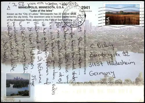 Postcard Minneapolis Panorama-Ansicht "Lake of the Isles" 2001