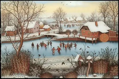 Ansichtskarte  Künstlerkarte Zeljko Seles "Auf dem Eis" 1994