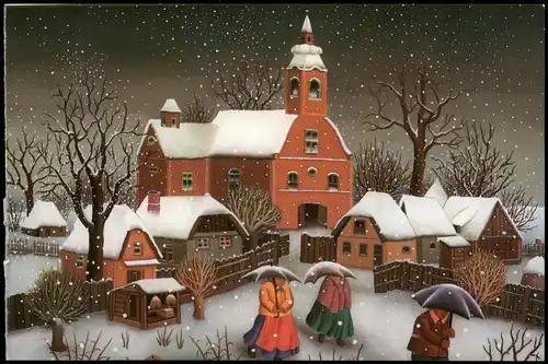 Ansichtskarte  Künstlerkarte: Ivan Generalic „Fallender Schnee" 1994