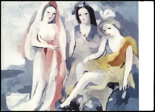 MARIE LAURENCIN (1885-1956) Drei Mädchen mit Hund, um 1940, Künstlerkarte 1980