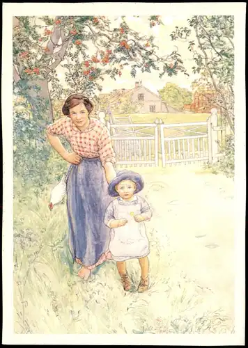 Künstlerkarte Künstler Carl Larsson Grüß' schön den Onkel 1990