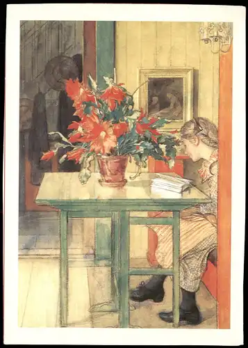 Ansichtskarte  Künstlerkarte: Künstler Carl Larsson Lisbeth liest 1990