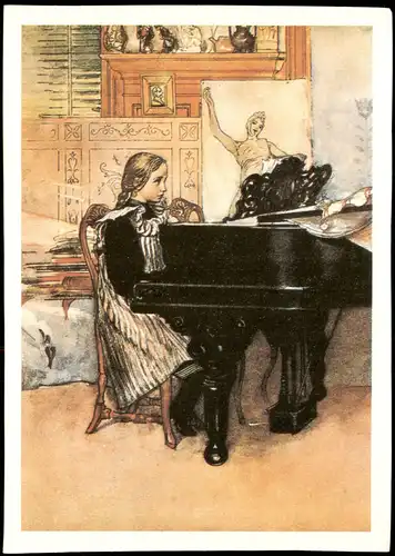 Ansichtskarte  Künstlerkarte Künstler Carl Larsson Die Tonleiter 1990