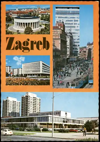Postcard Zagreb Mehrbildkarte mit 4 Ortsansichten 1980